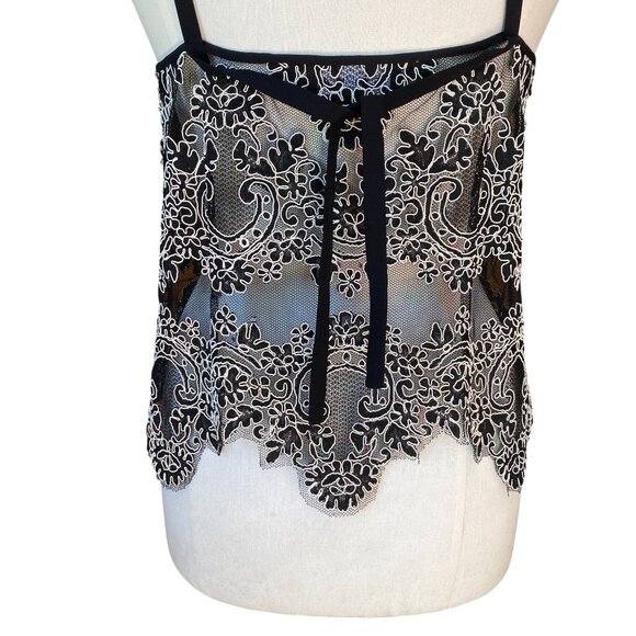 Babaton Aritzia Sheer Mesh Floral Lace Cami Tank Whimsigoth Dark Fairy Sexy Sz M - Picture 11 of 15